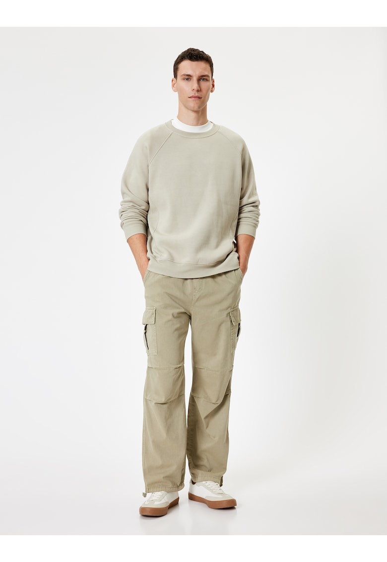 Pantaloni cargo din bumbac cu talie ajustabila