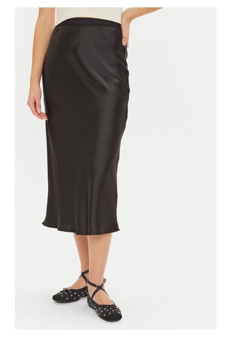 Fusta midi 23423 Negru Regular Fit - Poliester