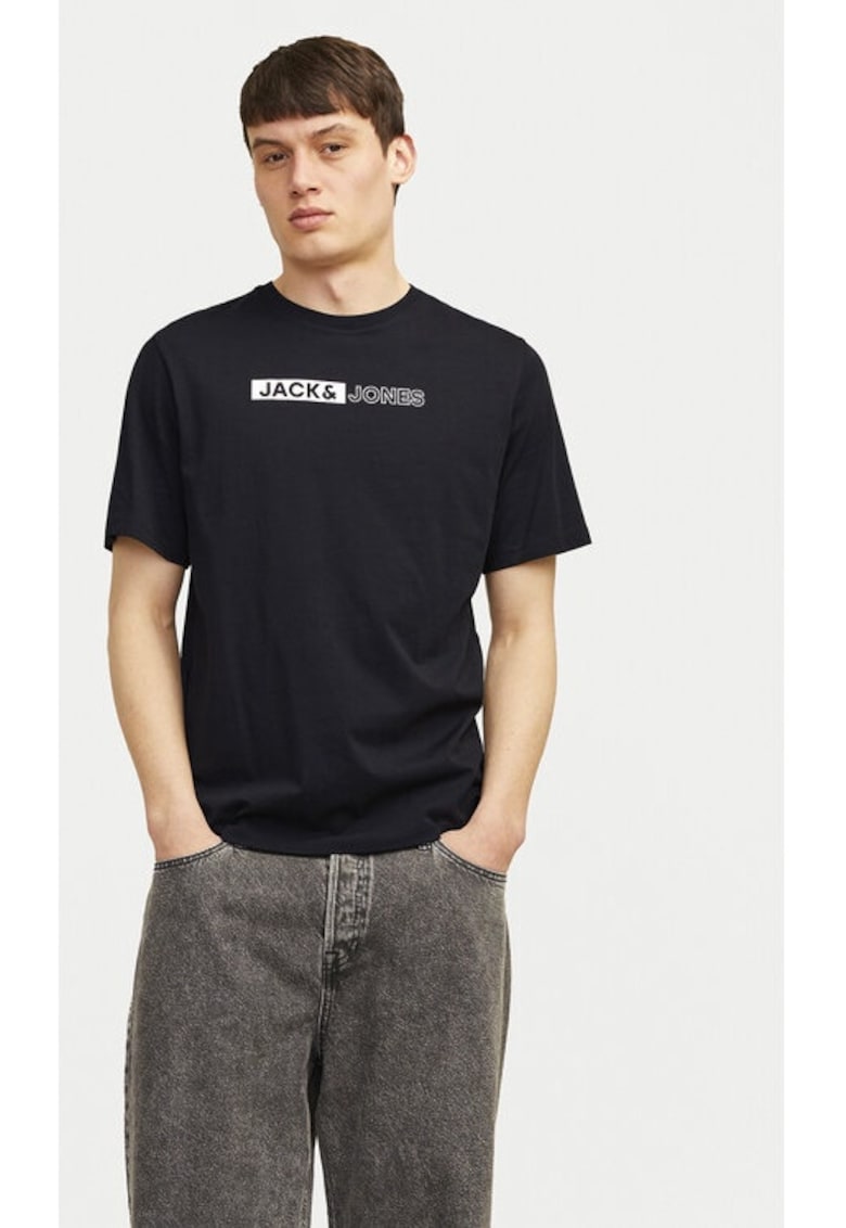 Jack & Jones Jack&Jones Tricou Corp 12233999 Negru Standard Fit - Bumbac