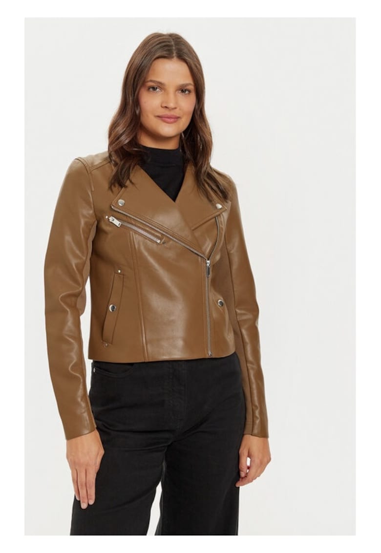 Geaca din imitatie de piele Riley 10302441 Maro Slim Fit - Piele ecologica