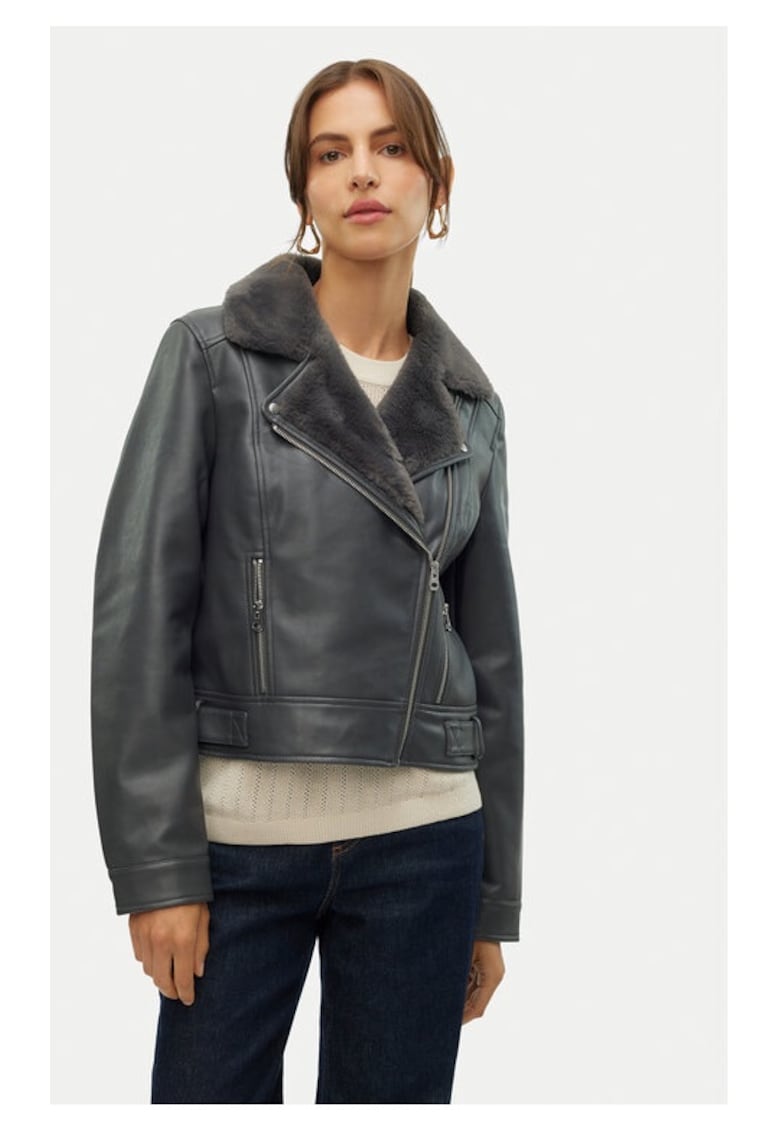 Geaca biker Hailey 10250405 Gri Regular Fit - Piele ecologica