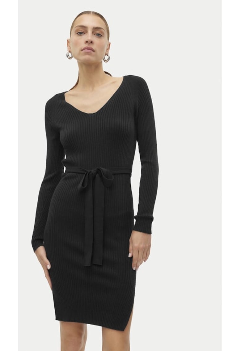 Rochie tricotata Saba 10309320 Negru Slim Fit - Viscoza