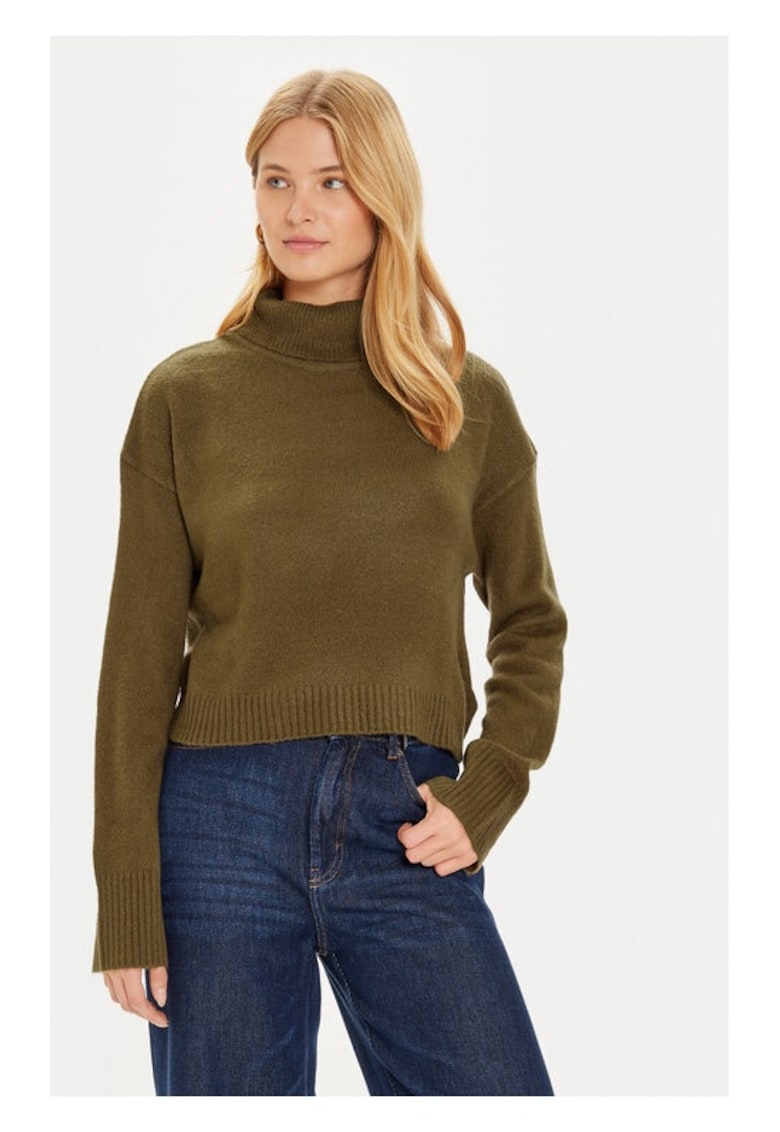 Bluza cu gat LK-230PEBBLEA Kaki Regular Fit - Acril