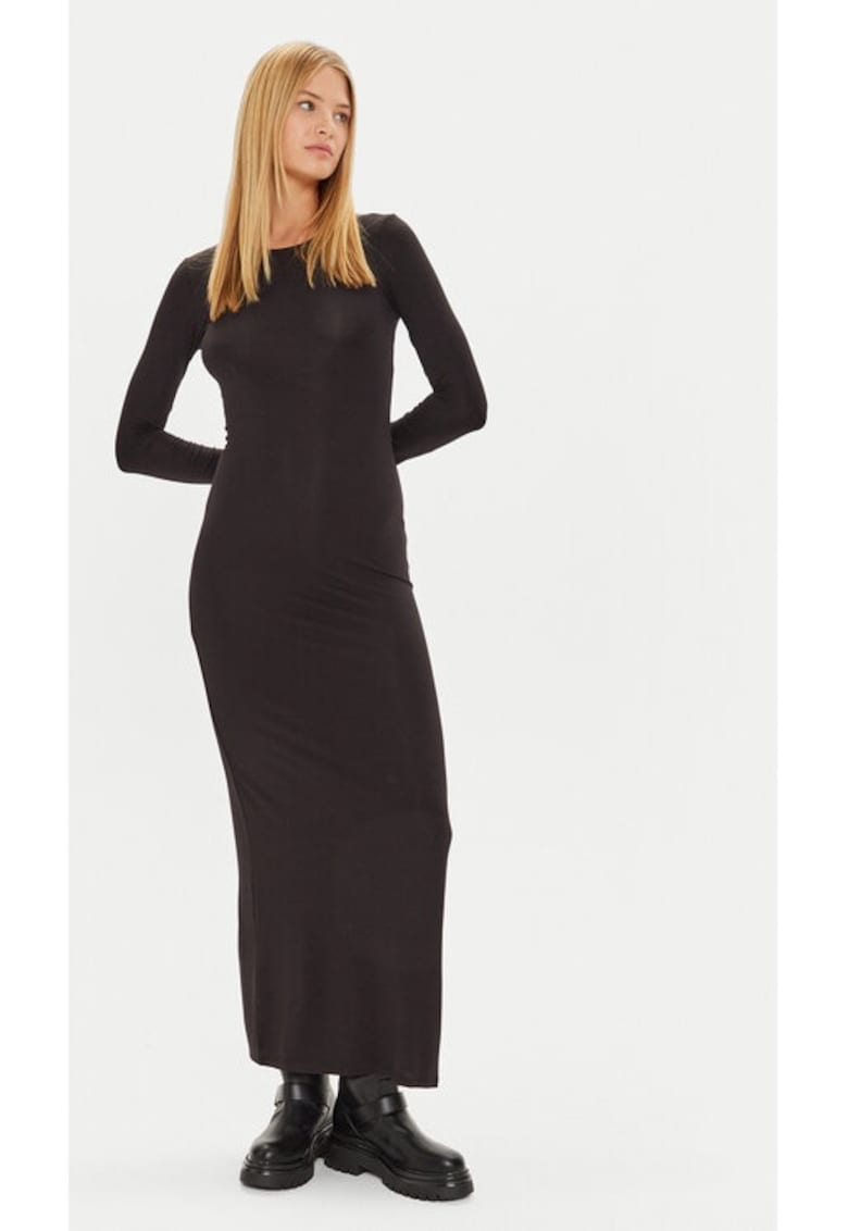 Rochie de zi 24441 Negru Slim Fit - Viscoza