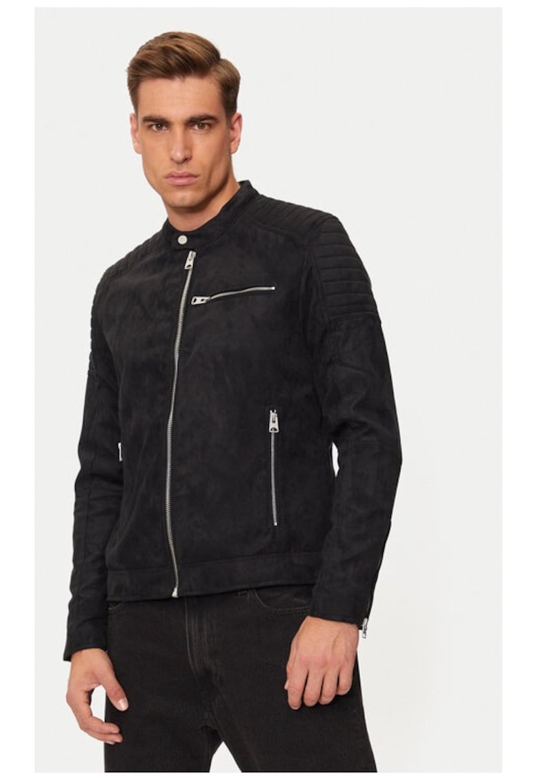 Geaca din imitatie de piele Gus 22029650 Negru Regular Fit - Piele ecologica