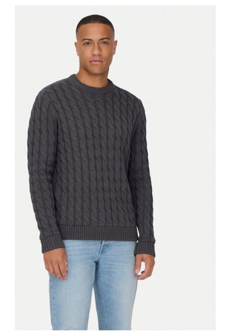 Pulover 22026504 Gri Regular Fit - Bumbac