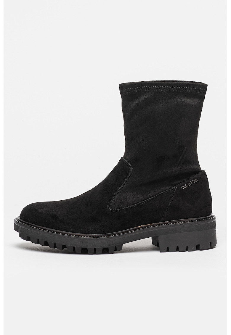 Ghete din piele intoarsa cu model soseta