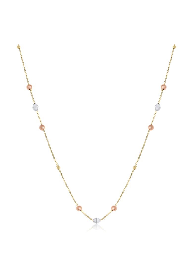 Colier din Aur Galben - Alb si Roz de 18 Kt cu Bilute si Romburi - 1.90g