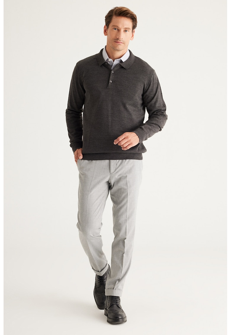 Pulover polo tricotat fin
