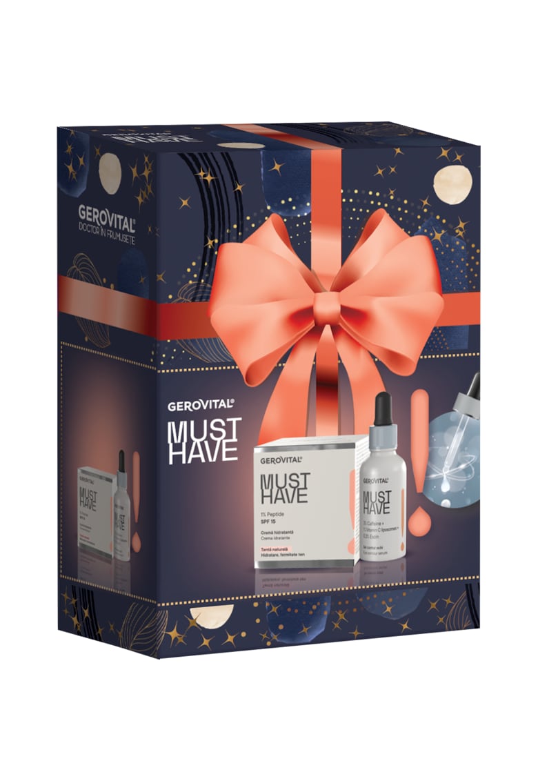 Pachet cadou  Must Have: Ser Contur Ochi - 30ml + Crema Hidratanta cu 1% Peptide SPF15 - 50ml