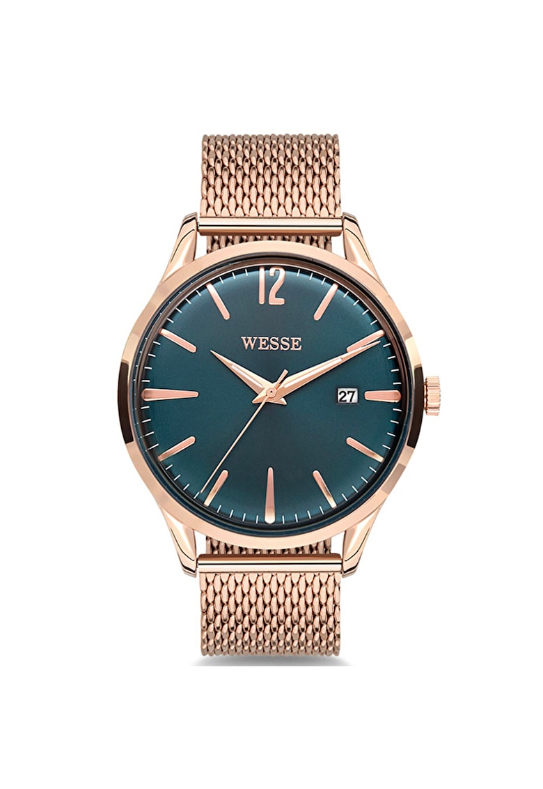 Ceas barbatesc model WWG202204 - verde - curea rose gold - mecanism quartz - 3 ATM