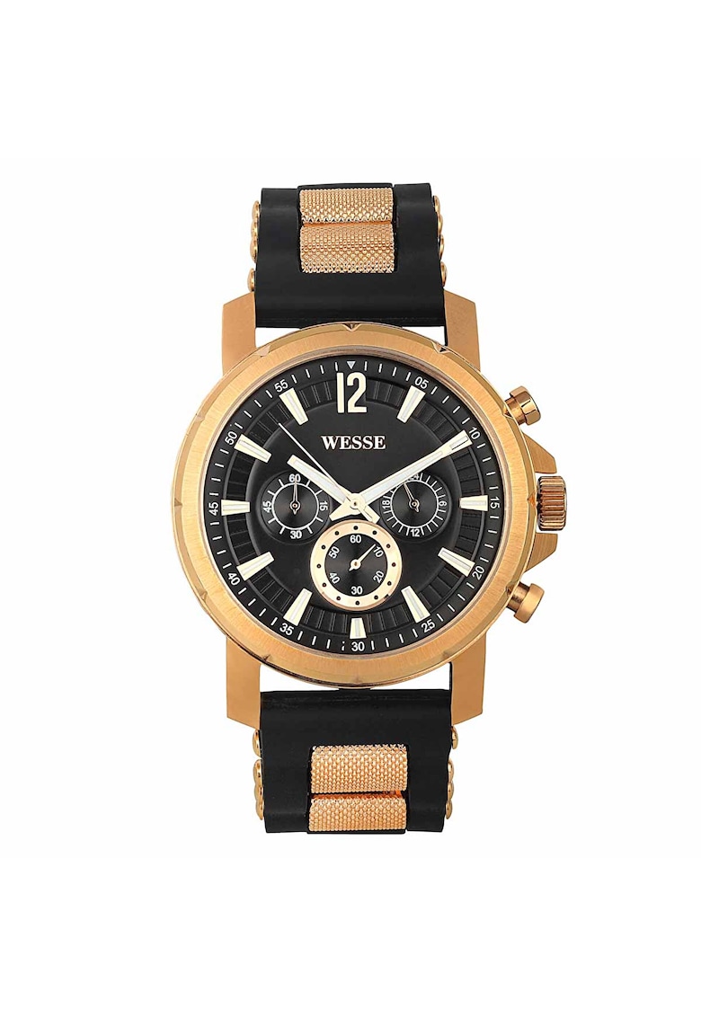 Ceas barbatesc model WWG200706 - bronz - negru - silicon - 5 ATM - rotund