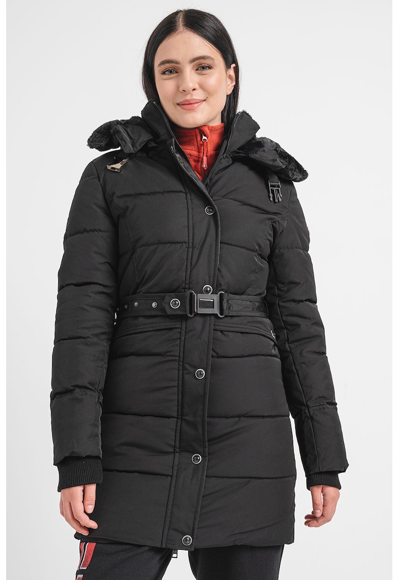 Geaca matlasata cu garnitura de blana sintetica Bettino