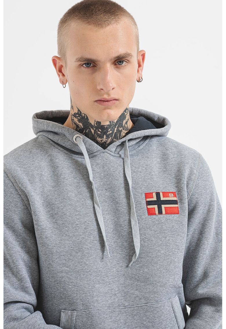 Hanorac cu buzunar Kangaroo Fondant - Rosu/Gri melange