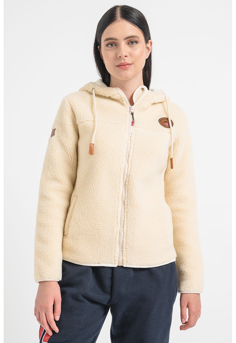 Hanorac din material teddy cu buzunare
