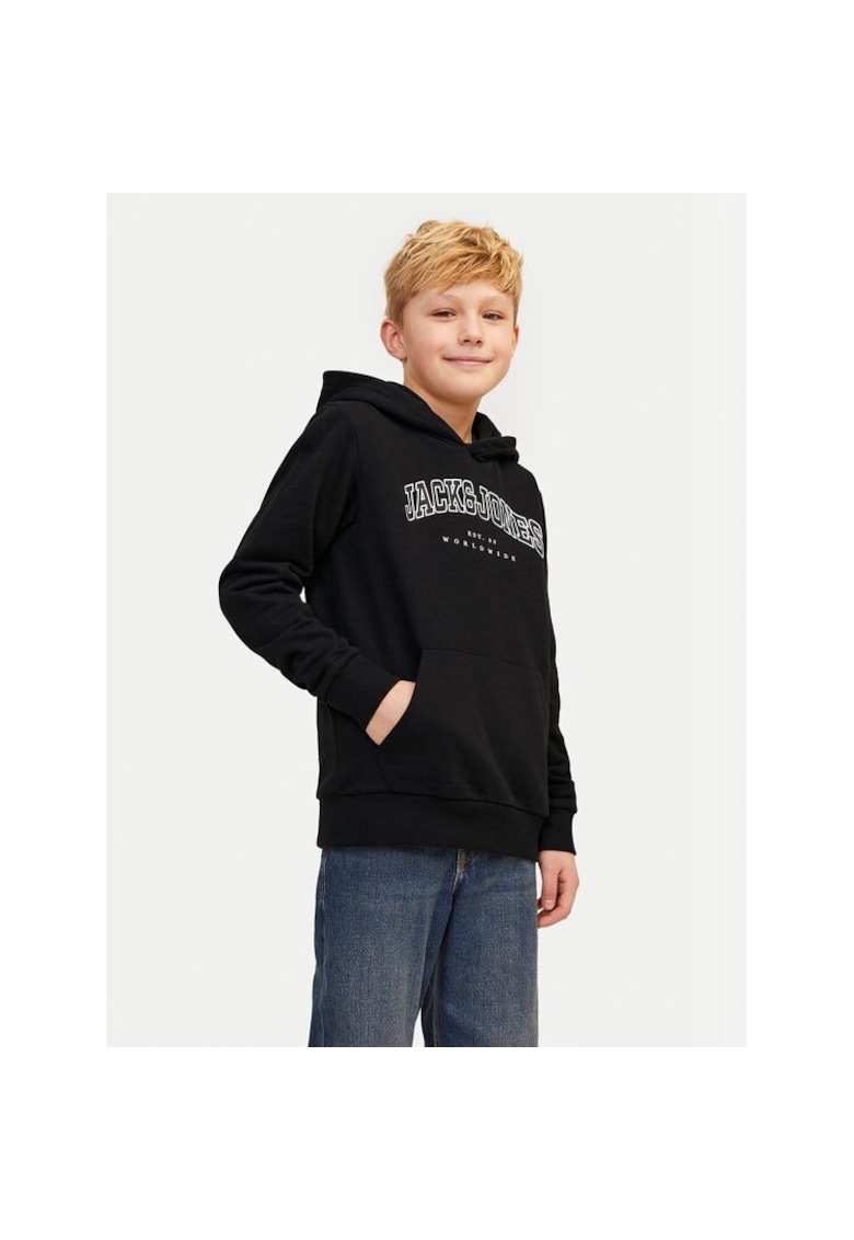 Jack&Jones Junior Bluza Caleb 12259564 Negru Relaxed Fit - Bumbac
