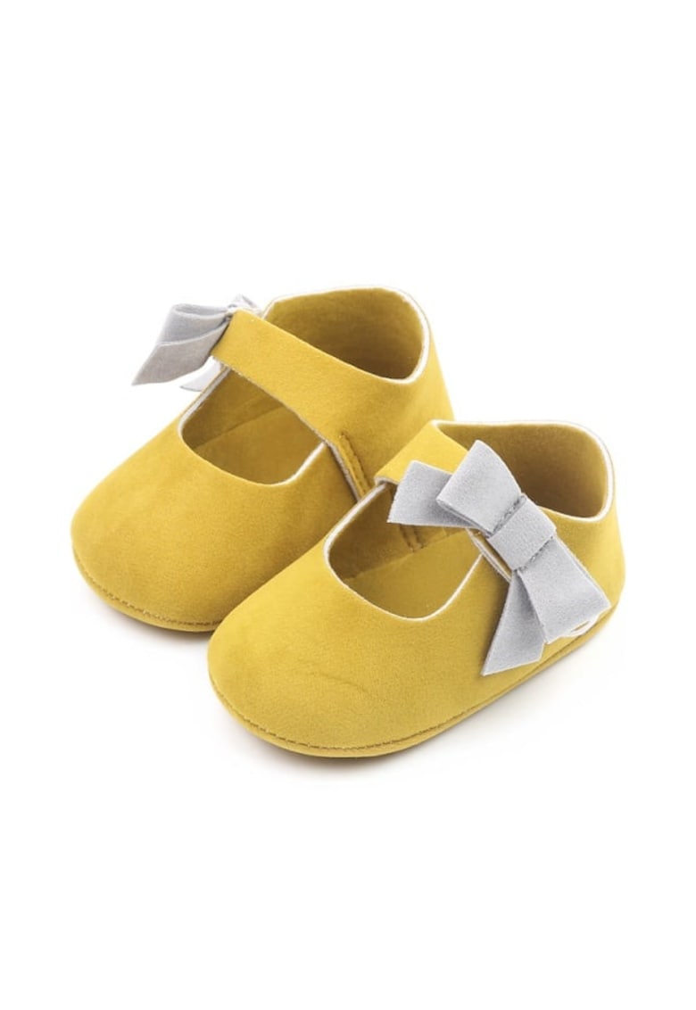 Pantofi Cu Fundita - Casual - Textil - Fete - Velcro - Galben Mustar