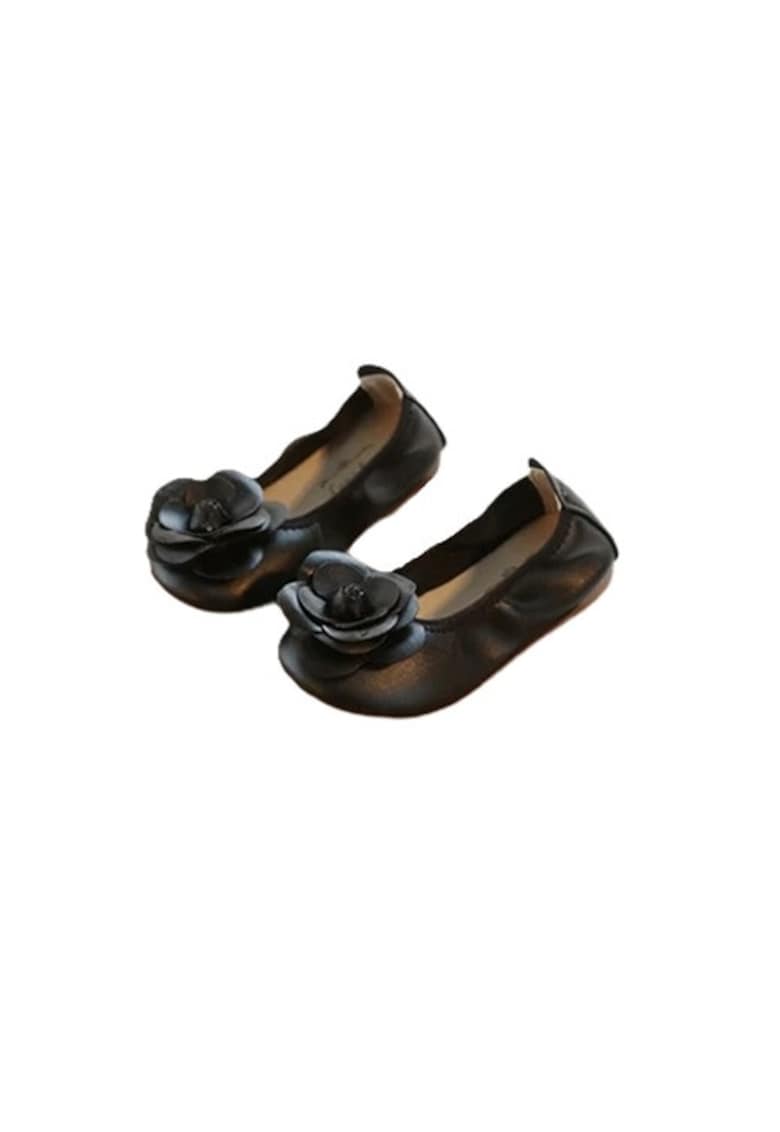 Balerini Model Trandafiras - Casual - Piele ecologica - Fete - Fara inchidere - Negru