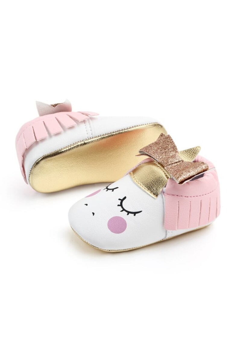 Pantofi Model Unicorn - Casual - Piele ecologica - Fete - Fara inchidere - Multicolor