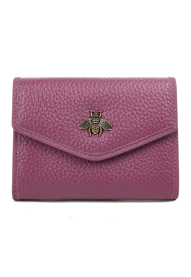 Portofel de piele cu aplicatie metalica Ami