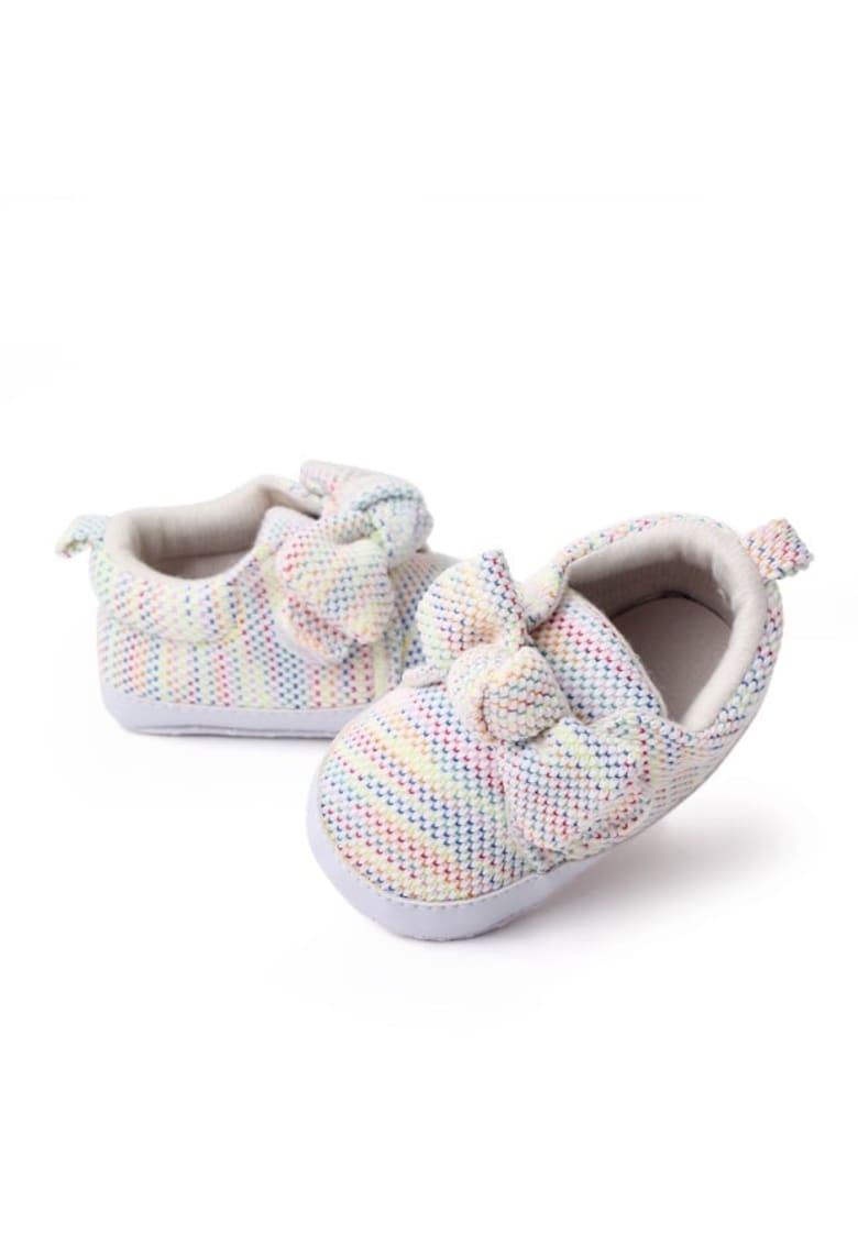 Pantofi Cu Fundita - Model Curcubeu - Casual - Textil - Fete - Velcro - Multicolor