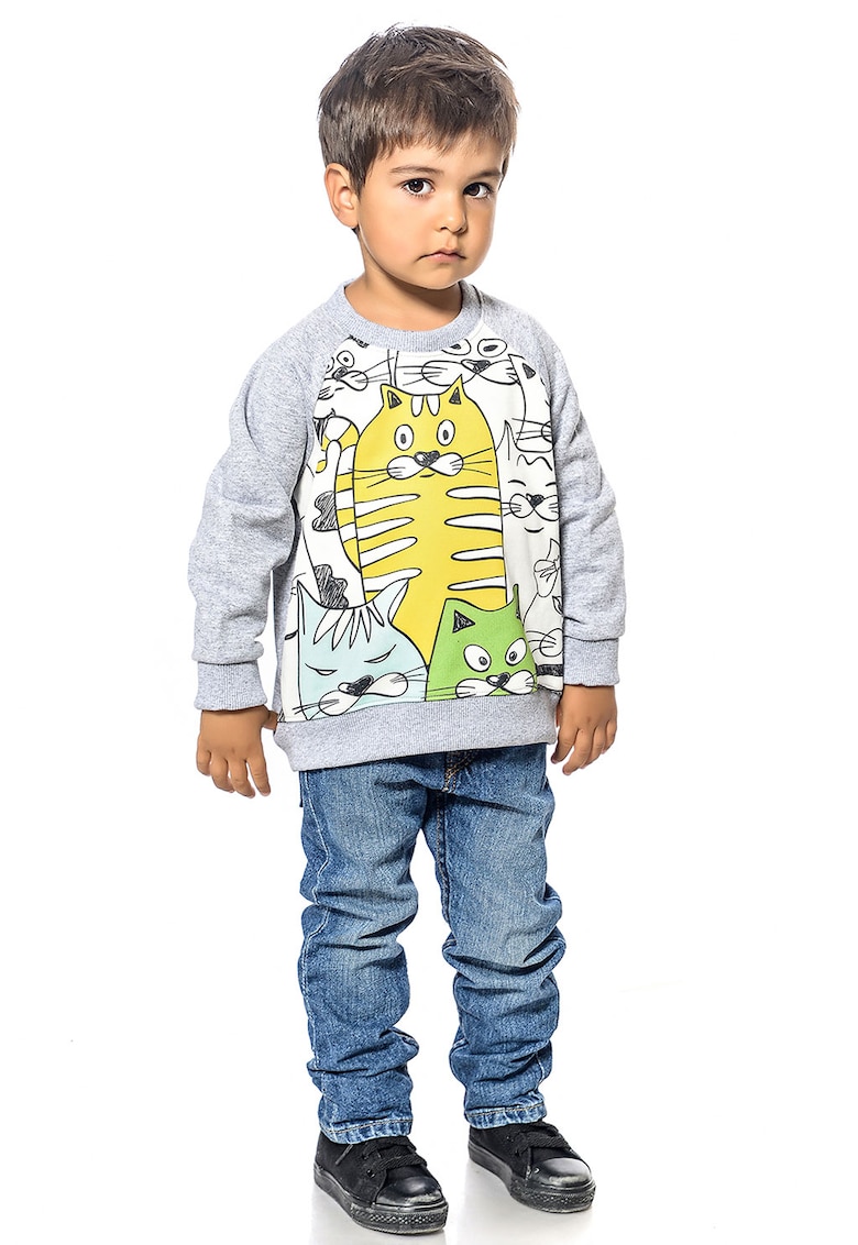 Bluza de trening cu imprimeu grafic si maneci raglan