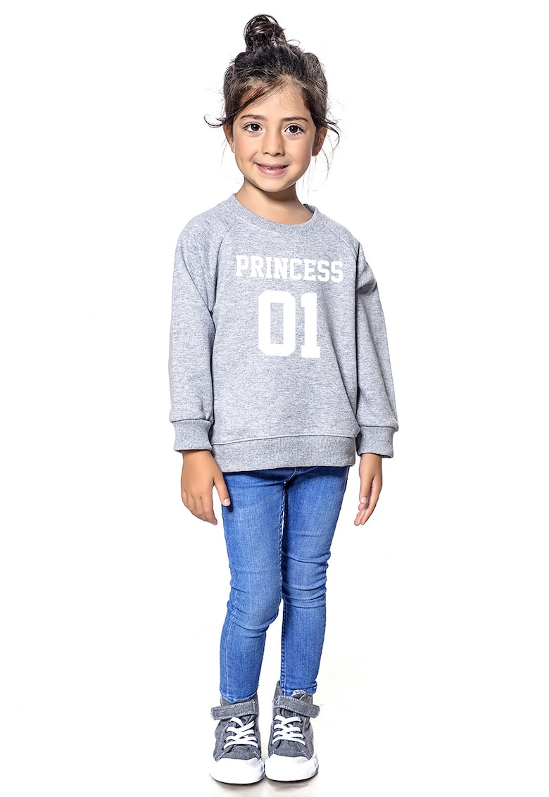 Bluza de trening din bumbac cu imprimeu si maneci raglan