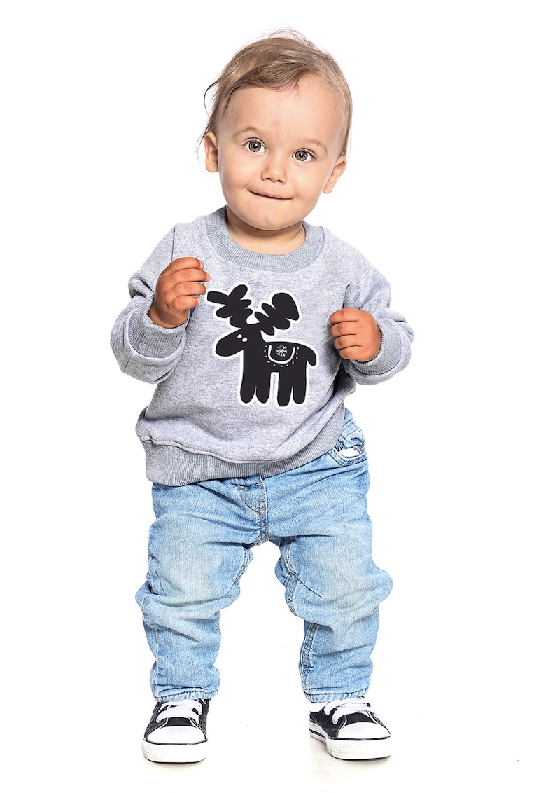 Bluza de trening cu imprimeu si maneci raglan