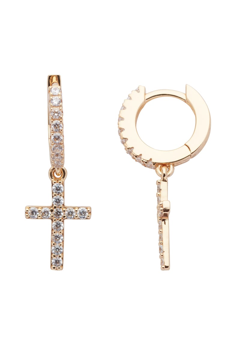 Cercei in forma de cruce decorati cu zirconia