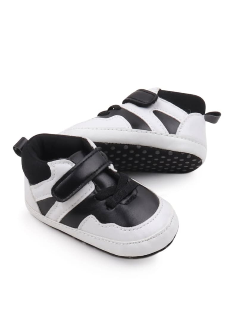 Pantofi Sport Casual - Piele ecologica - Baieti - Fete - Siret - Velcro - Alb - Negru - Alb/Negru