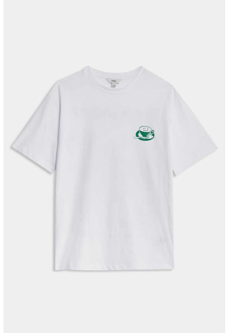 Tricou din bumbac cu decolteu la baza gatului