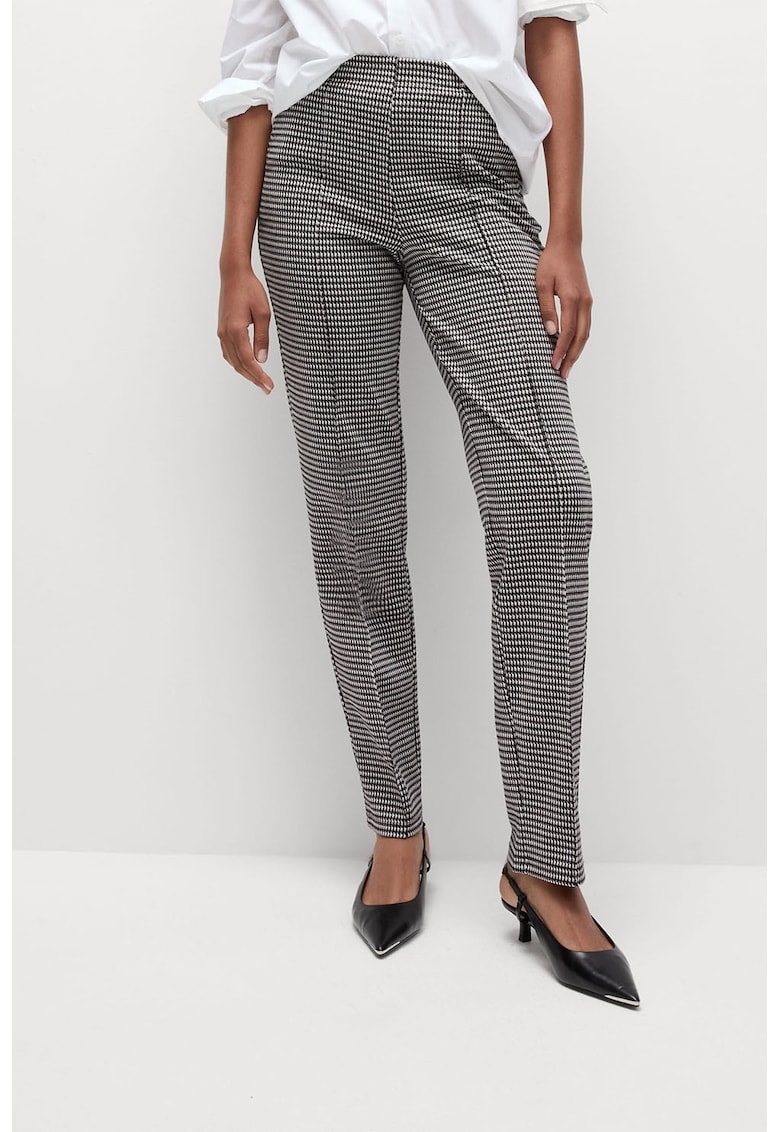 Pantaloni cu pensa si imprimeu houndstooth