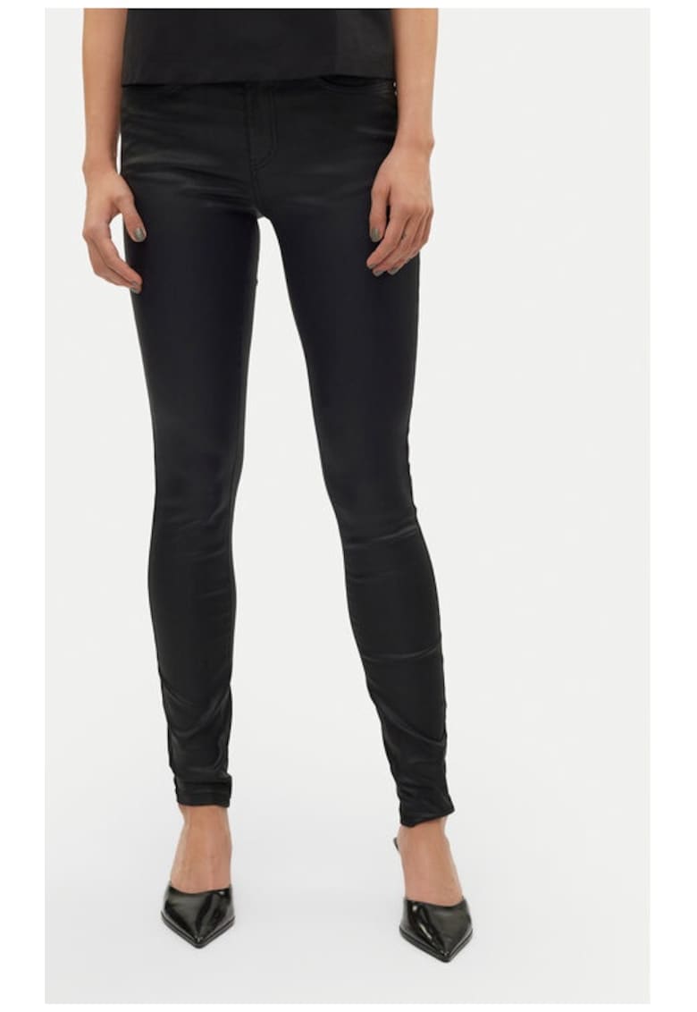 Pantaloni din imitatie de piele Flash 10314591 Negru Skinny Fit - Piele ecologica
