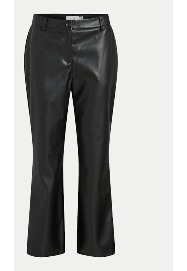 Pantaloni din imitatie de piele Paloma 14098247 Negru Flare Fit - Piele ecologica