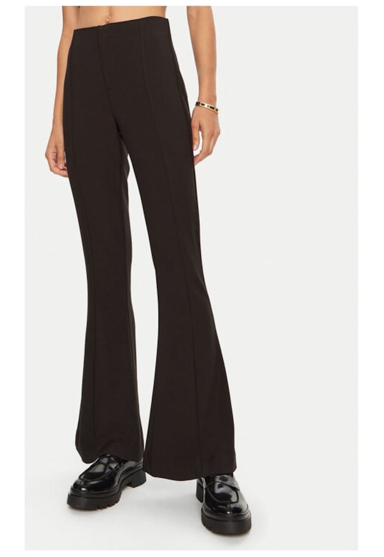 Pantaloni din material Slim Bootcut Trousers 22856 Negru Bootcut Fit - Poliester