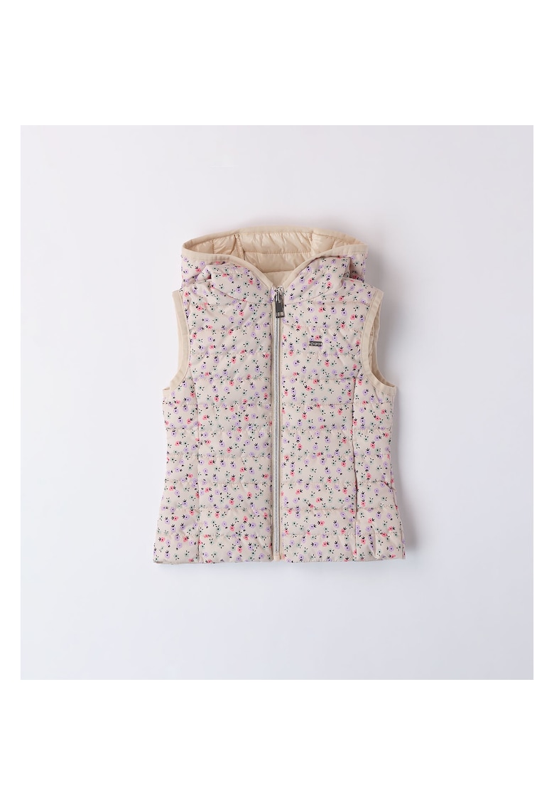 Vesta din fas cu imprimeu floral pentru fetite - 4.8012 - Bej
