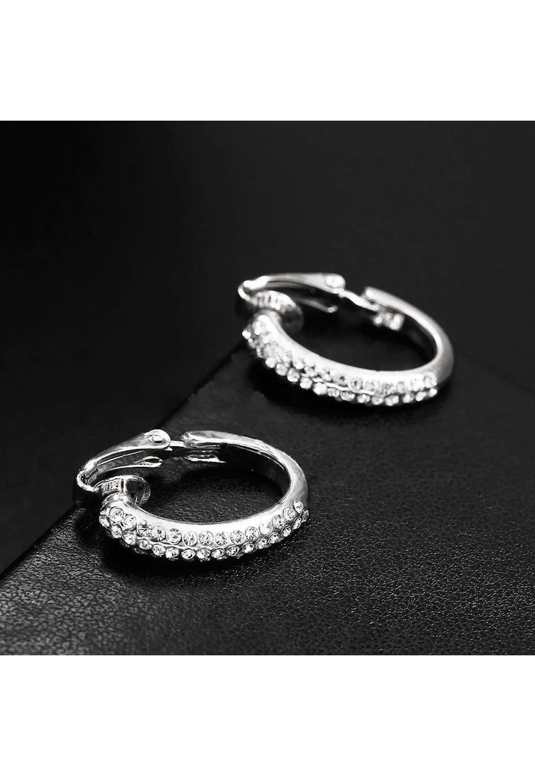 Cercei argintii - ovali - cu clips si pietre - Bruno C1