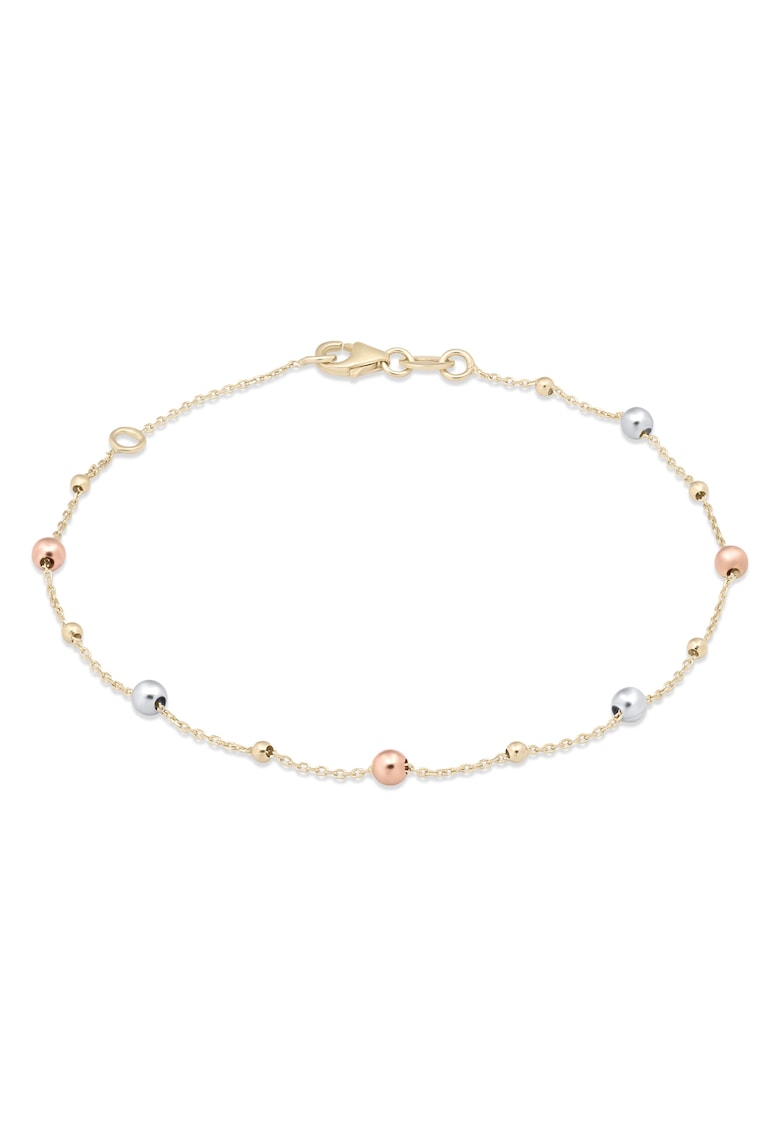 Bratara din Aur Galben de 18 kt cu Bile Galbene Diamantate si Bile Albe si Roz Simple - 1.34 g