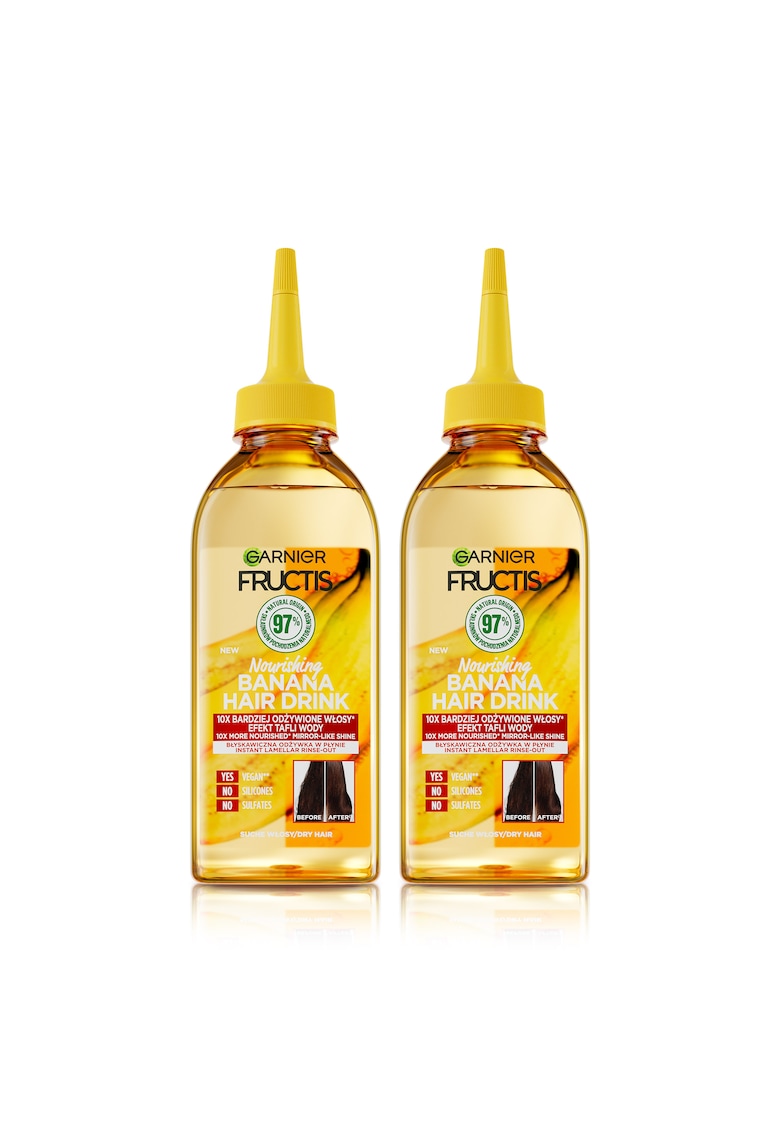 Pachet: 2 x Balsam lichid pentru parul uscat Fructis Hair Food Banana - 200 ml