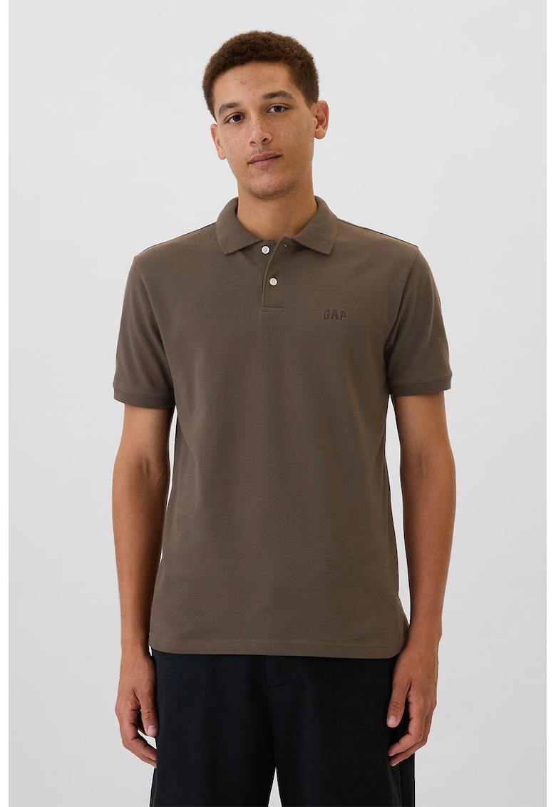 Tricou polo cu broderie logo discreta