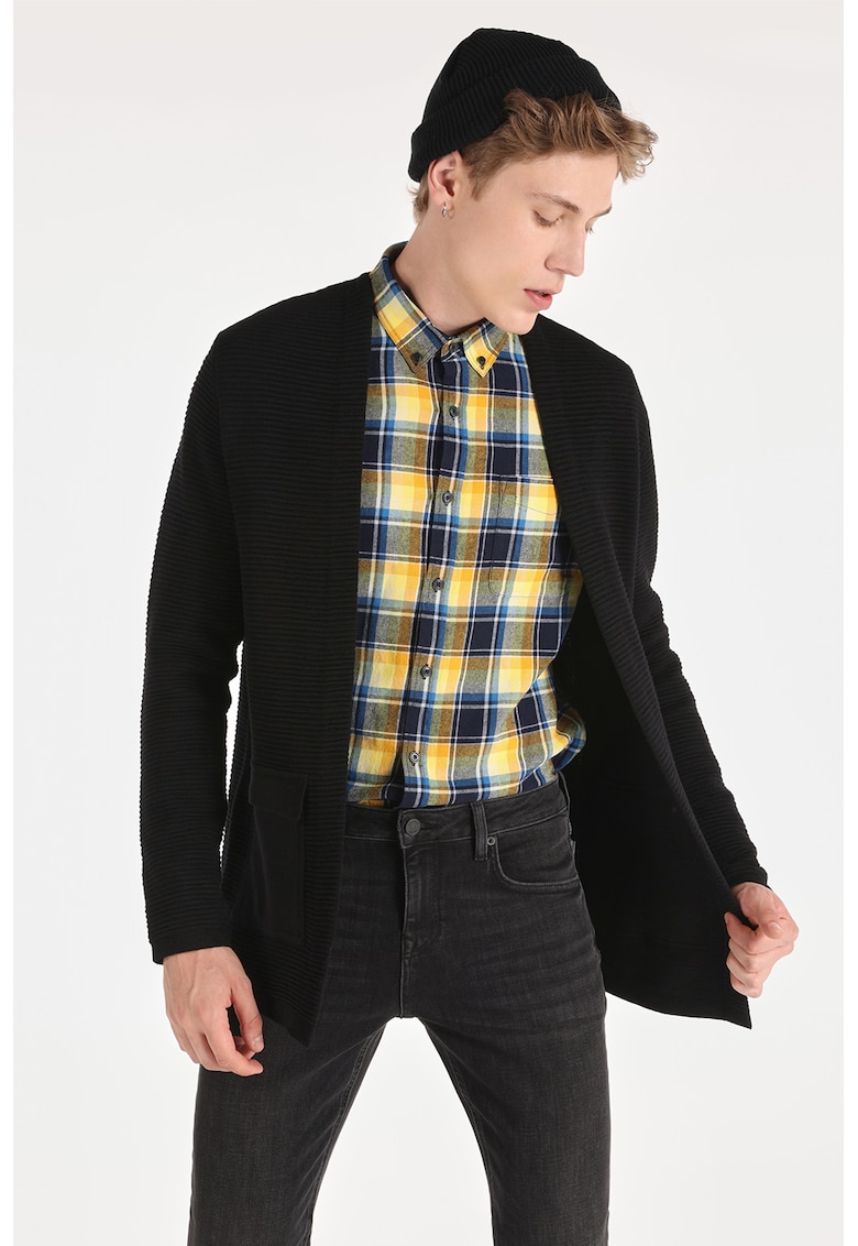 Cardigan cu striatii si buzunare cu clapa Cardigan cu striatii si buzunare cu clapa