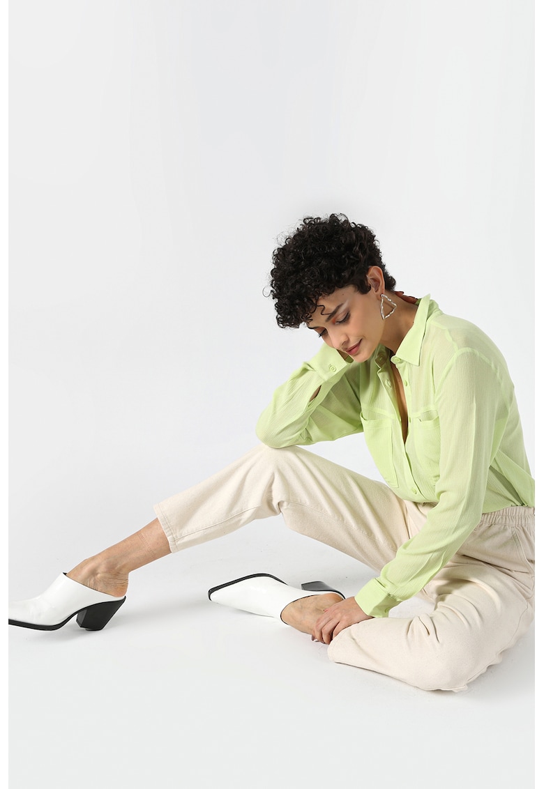 Pantaloni de bumbac cu talie inalta