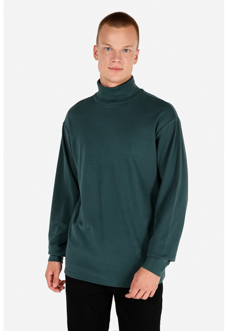 Bluza de bumbac cu guler inalt