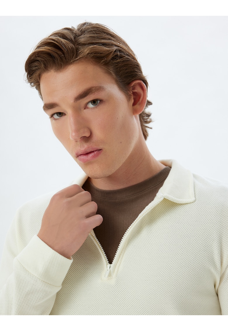 Bluza de trening din bumbac cu fermoar scurt