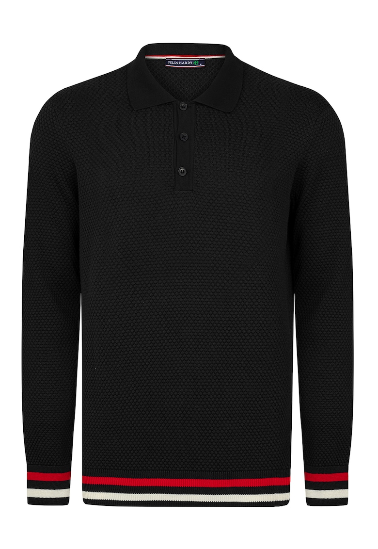 Pulover polo cu accente in dungi