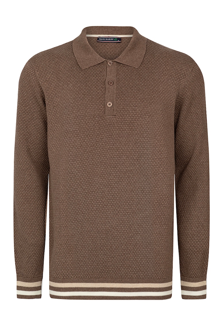 Pulover polo cu accente in dungi