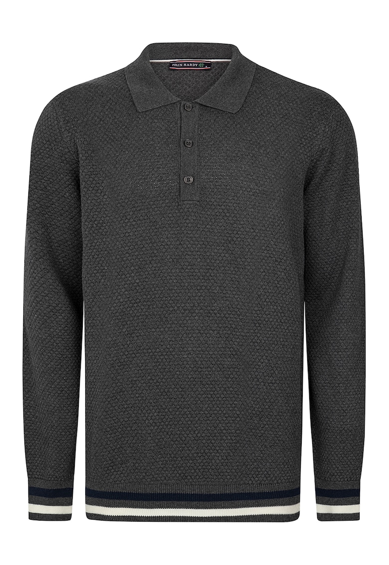 Pulover polo cu accente in dungi