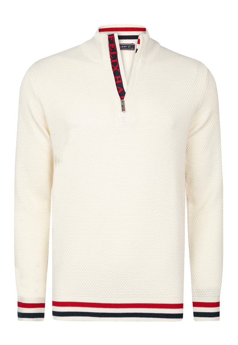 Pulover cu accente in dungi - Rosu/Alb fildes/Albastru ultramarin