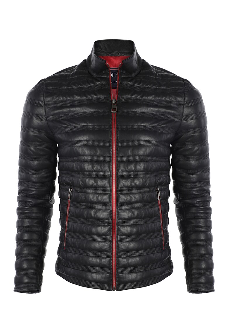 Geaca slim fit cu buzunare cu fermoar - Rosu/Negru