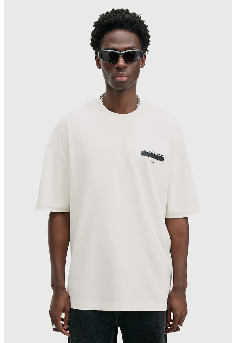 Tricou supradimensionat de bumbac organic Redact - Alb/Negru